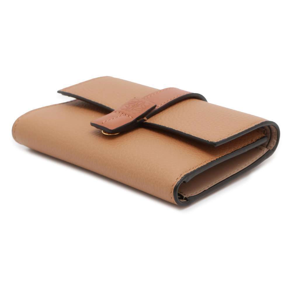 Loewe Vertical Calf Wallet Tri fold Leather Black